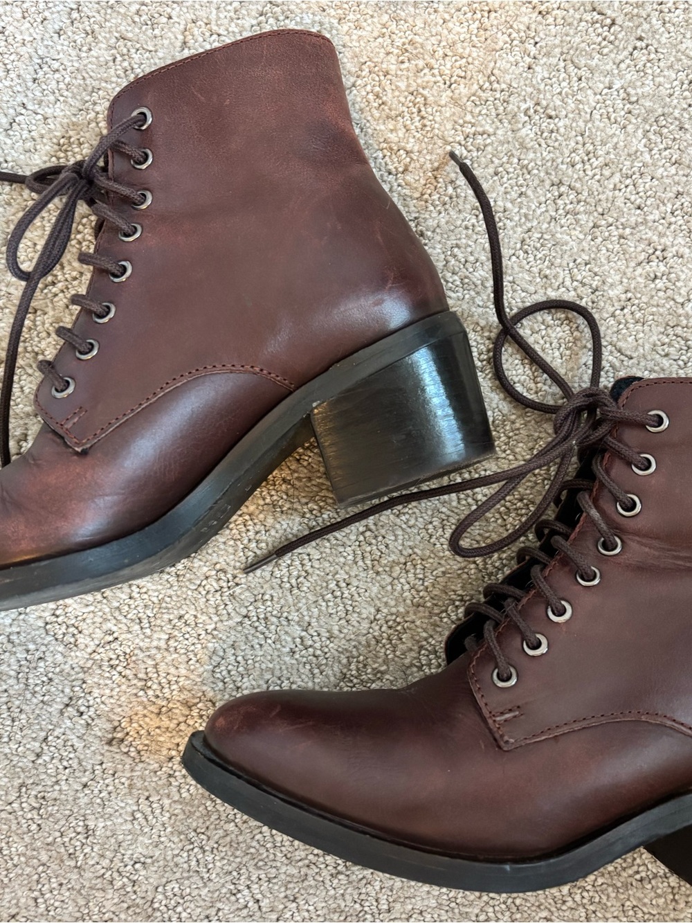 Jeffrey Campbell Women's distressed wine Lace-Up Leather Boots - Picture 7 of 8